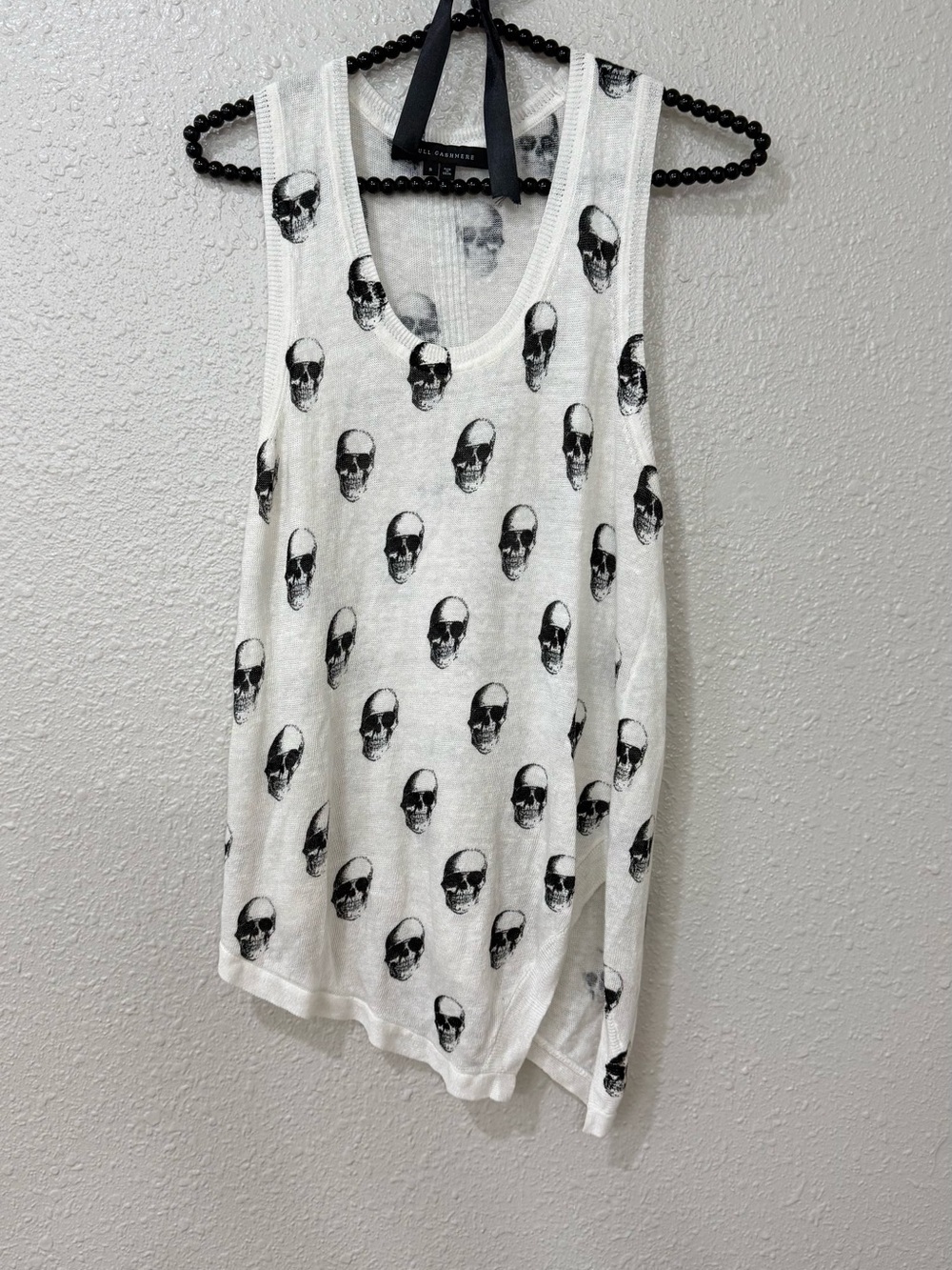 Skull Cashmere White Skull Design Tank Top Size S